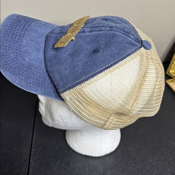 Denim Trucker Cap w/ Vintage JJ Jonette Three Face Signed Brooch Adjustable main image 4